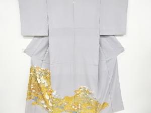 リサイクル　作家物　金彩群鶴に松竹梅模様刺繍一つ紋色留袖